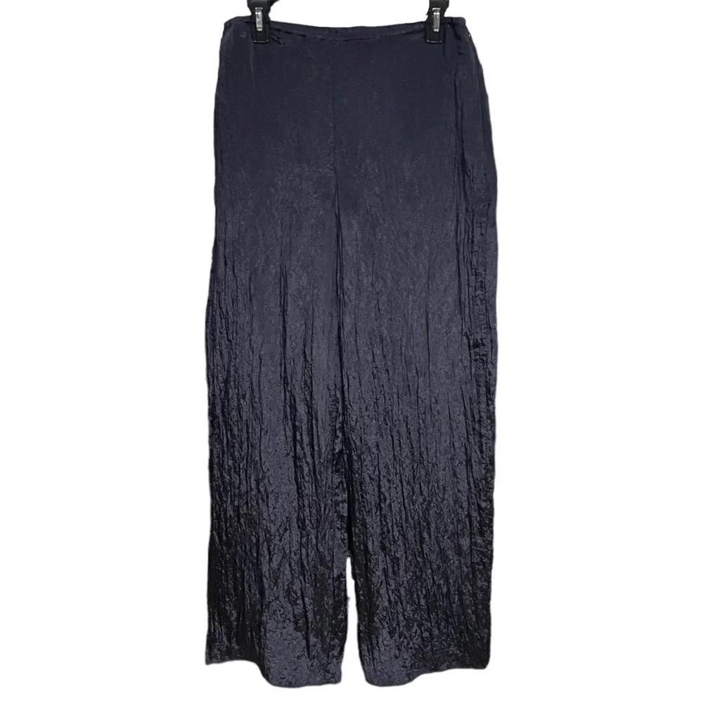 Vince Black Crinkled Wide-Leg Pants - Picture 4 of 7
